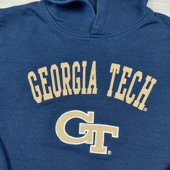 Adidas Georgia Tech Hoodie Blue Youth Large 14/16‎ Sweatshirt Pullover Athletic - Picture 2 of 8